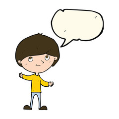 cartoon happy boy with speech bubble