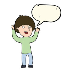 cartoon happy boy laughing with speech bubble