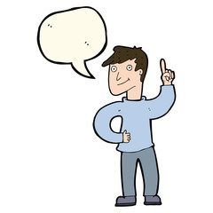 cartoon man with great idea with speech bubble