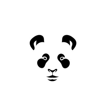 Stylized face panda logo design template. Artistic animal silhouette. Creative concept logotype for your company. Vector illustration.