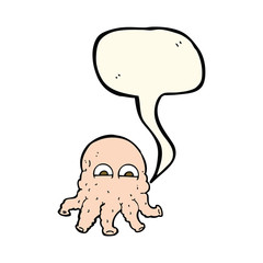 cartoon alien squid face with speech bubble