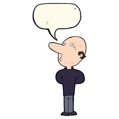 cartoon balding man with speech bubble