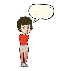 cartoon pretty woman with speech bubble