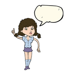 cartoon pretty woman with idea with speech bubble