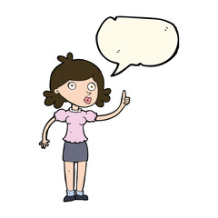 cartoon woman with idea with speech bubble