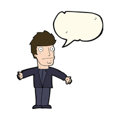 cartoon confused man with speech bubble