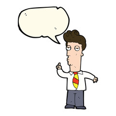 cartoon bored man asking question with speech bubble