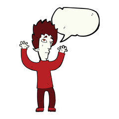cartoon vampire giving up with speech bubble