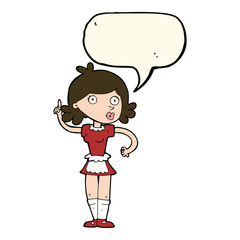cartoon surprised maid with speech bubble