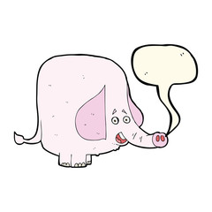 cartoon pink elephant with speech bubble
