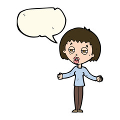 cartoon suspicious woman with speech bubble