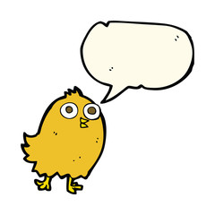 cartoon happy bird with speech bubble