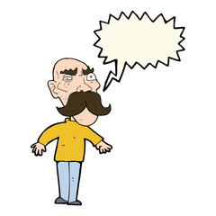 cartoon angry old man with speech bubble
