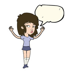 cartoon pretty girl with speech bubble