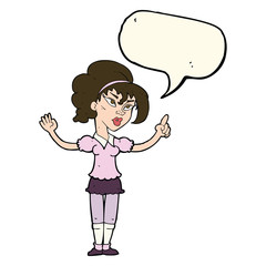 cartoon woman with idea with speech bubble