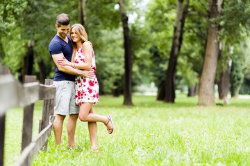 Fototapeta premium Happy couple loving each other outdoors