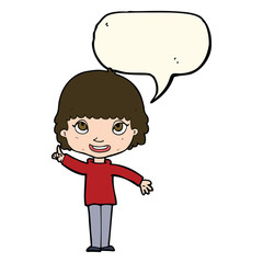 cartoon woman with idea with speech bubble