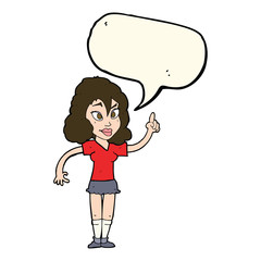 cartoon pretty woman with idea with speech bubble