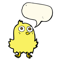 funny cartoon bird with speech bubble