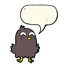 funny cartoon bird with speech bubble