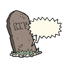 cartoon spooky grave with speech bubble