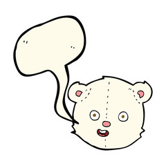 cartoon polar teddy bear head with speech bubble