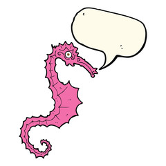 cartoon sea horse with speech bubble