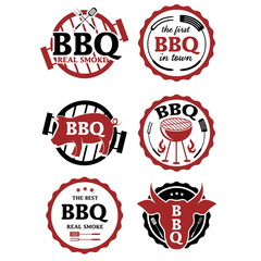 Illustration set of bbq labels. Vector