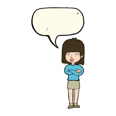 cartoon impatient woman with speech bubble