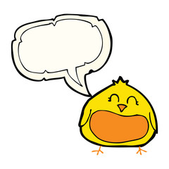 cartoon fat bird with speech bubble