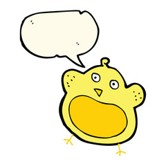 cartoon fat bird with speech bubble
