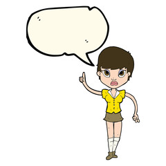 cartoon pretty woman with idea with speech bubble