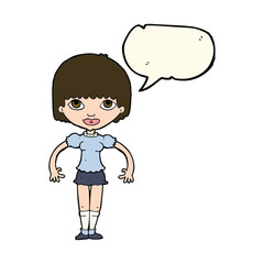 cartoon girl with speech bubble