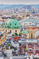 Fototapeta na wymiar Aerial view of city center in Vienna