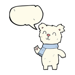 cartoon cute polar bear cub with speech bubble