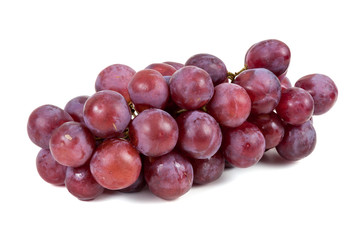 Bunch of red grapes on white background