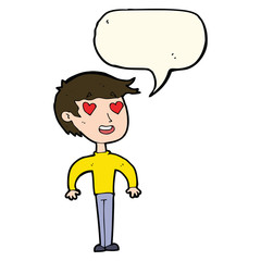 cartoon man in love with speech bubble