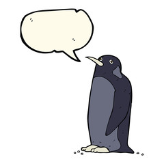 cartoon penguin with speech bubble