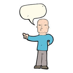 cartoon pointing man with speech bubble