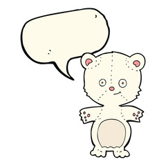 cartoon happy polar bear with speech bubble