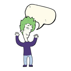 cartoon vampire man with speech bubble