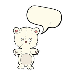 cartoon polar bear cub with speech bubble
