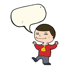 cartoon happy boy with speech bubble