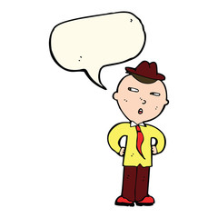 Fototapeta premium cartoon man wearing hat with speech bubble