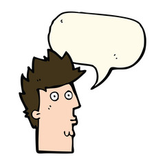 cartoon surprised face with speech bubble