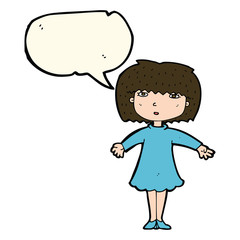 cartoon surprised woman with speech bubble