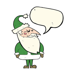 cartoon santa claus with speech bubble