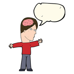 cartoon man with brain with speech bubble