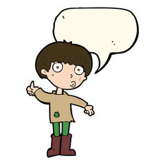 cartoon boy asking question with speech bubble