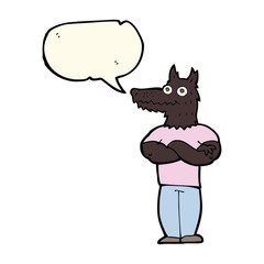 cartoon werewolf with speech bubble